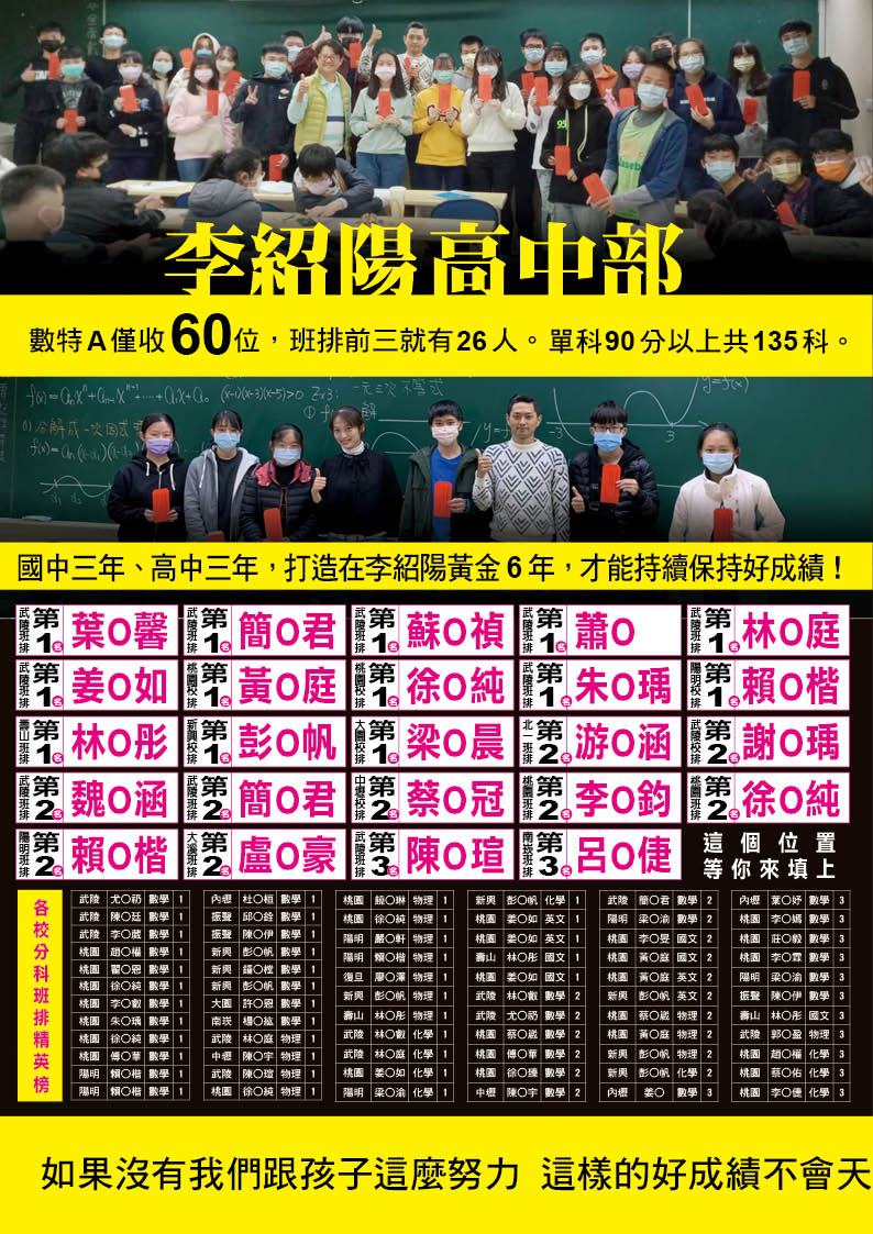 李紹陽高一數特A26